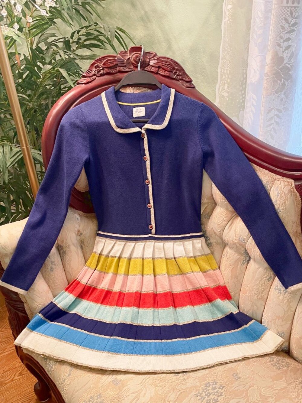 Beautiful Boden Rainbow Pleated Dress 9/10 Y or Small Adult